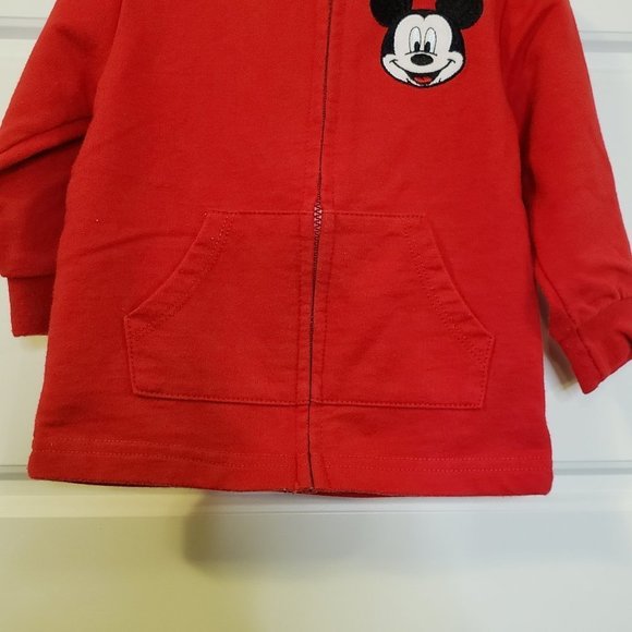 Disney Baby Embroidered Mickey Mouse Zipper Sweatshirt Hoodie - Size: 12M - Picture 9 of 11